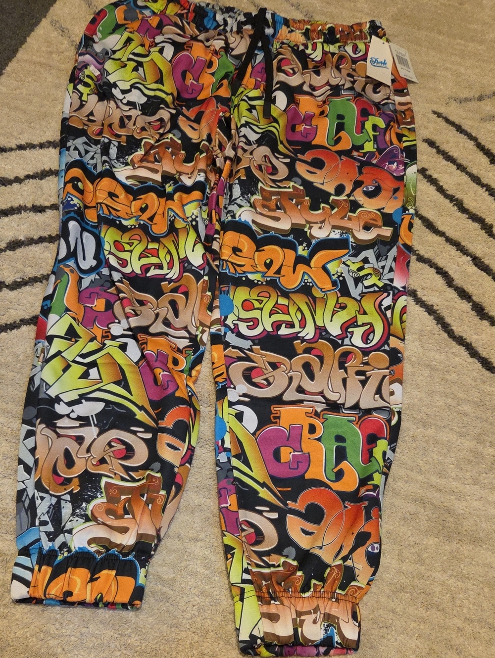 Graffiti Print Jogger Pants - Multicolor